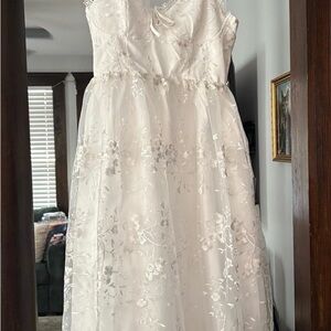 White Mid Length Dress w/ Lace